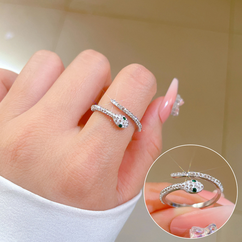 【 Non-Fading 】 Open snake-shaped titanium steel cold style dance ring for men and women, trendy and simple food rings on Instagram full figure