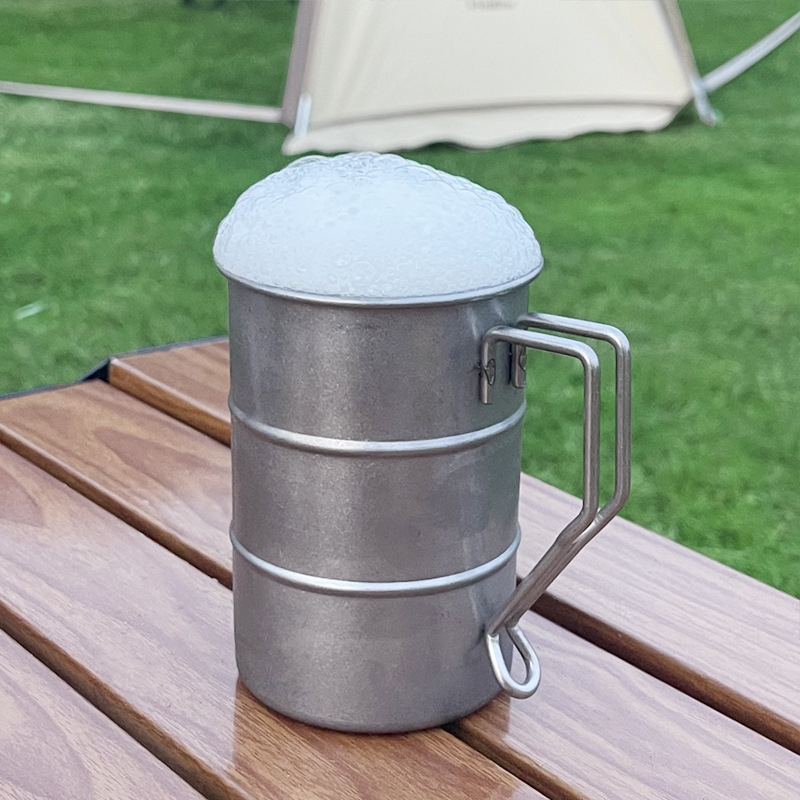 Retro 304 stainless steel beer mugs, snowflake sand mugs, creative outdoor camping distressed cups, oil drum cups full figure