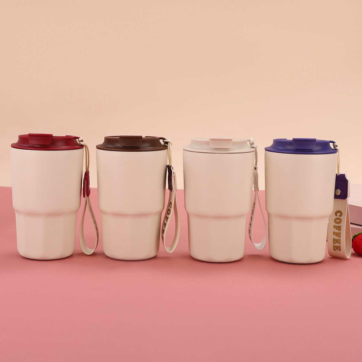 Wholesale of new 316 stainless steel double-layer vacuum insulated coffee cups with high appearance standards and handles details Picture