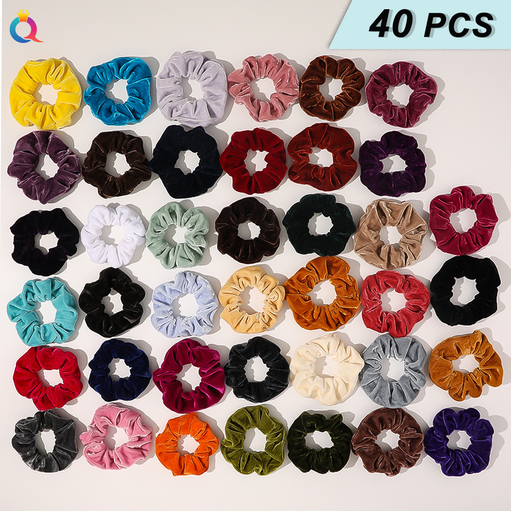 Qiyue Korean version 40-color candy-colored velvet large intestine hair band autumn and winter ponytail bun Velvet large intestine hair band full figure