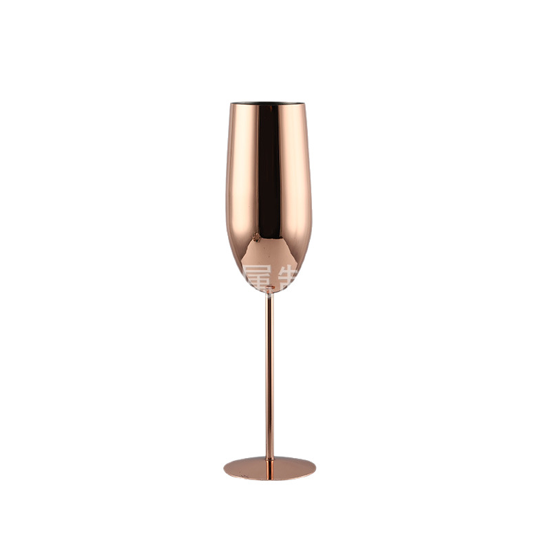 Cross-border foreign trade creative 304 stainless steel single-layer tall glass, red wine glass, champagne glass, durable copper-plated cocktail glass Item Picture