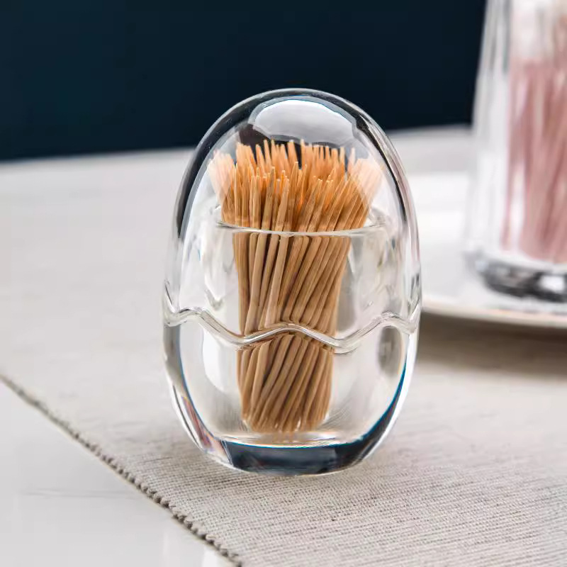 Thickened acrylic toothpick box, transparent toothpick bottle, round or square plastic toothpick cylinder, creative cotton pick box for restaurants details Picture