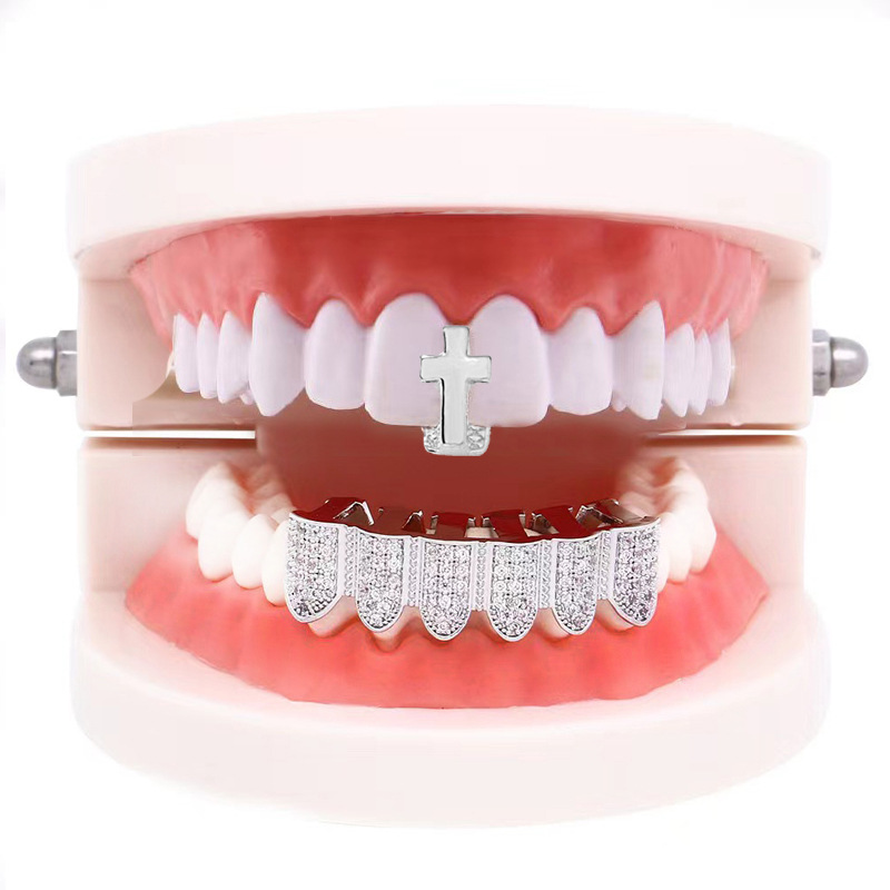 European and American hiphop zircon braces decoration Hip-hop braces zircon single teeth hip-hop braces Halloween braces decoration details Picture
