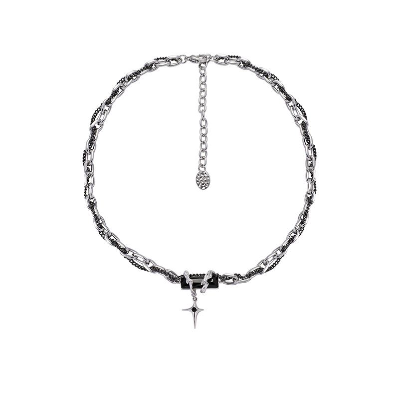 Original black zircon star necklace for women, a popular androgical hip-hop girl necklace and collarbone necklace in Europe and America Item Picture