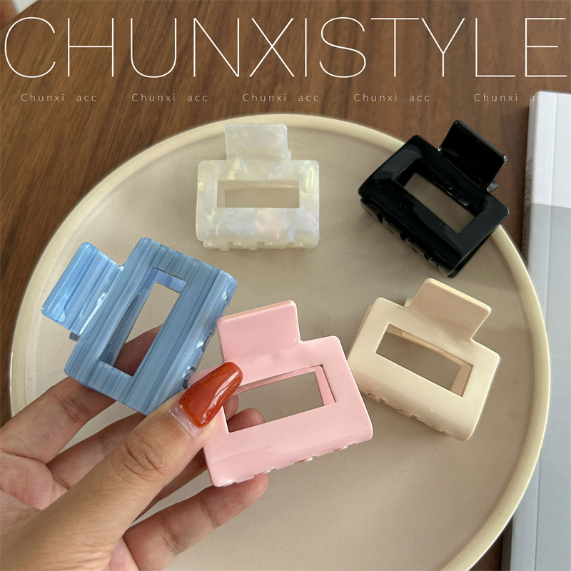 Korean simple square acetate hair clips for women, small ins hair clips, half-tied hair, shark hair clips Specification drawing