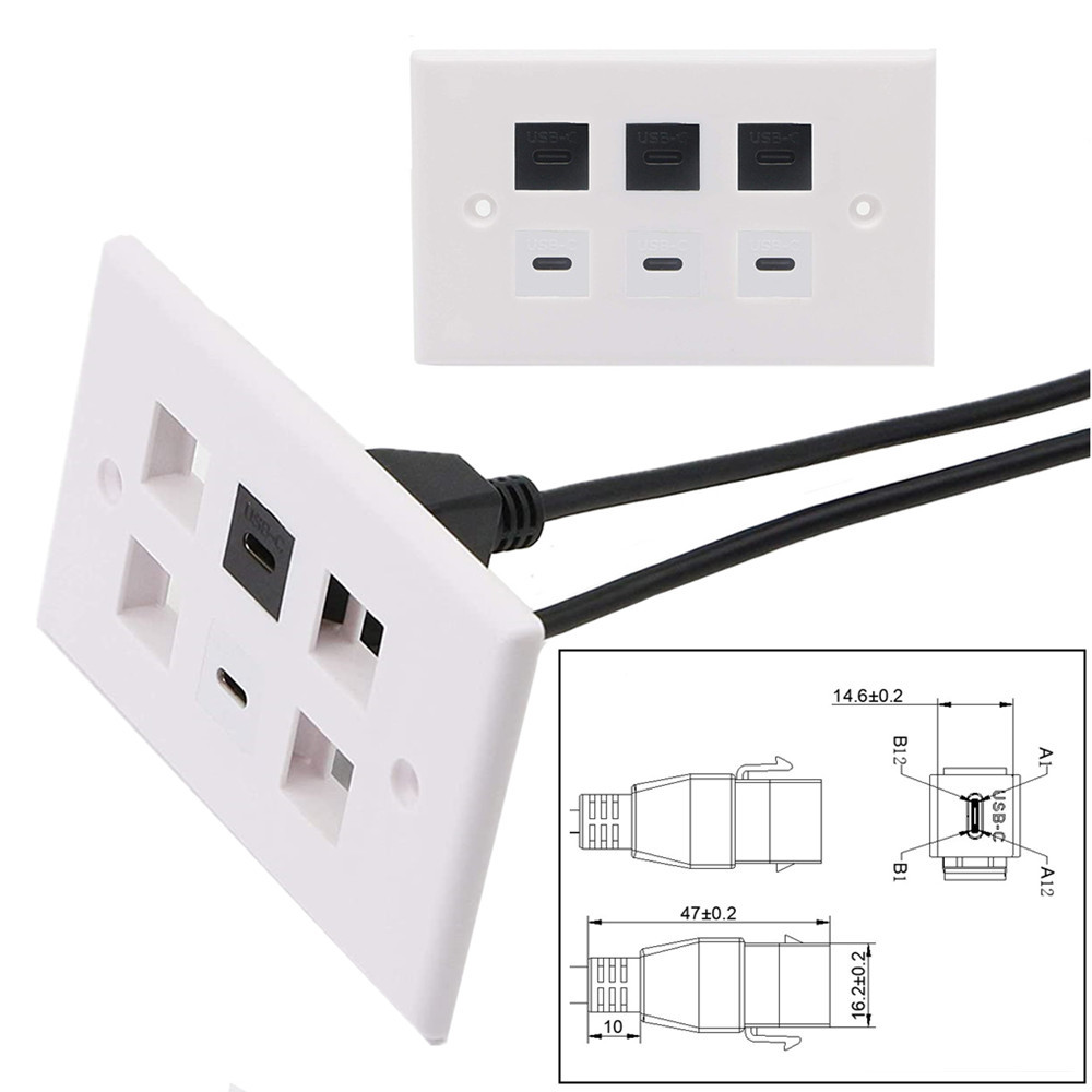 USB3.1 version USB TYPE-C male to female with snap-on panel wall plug USB through-hole panel with cable socket cable Application Scenario