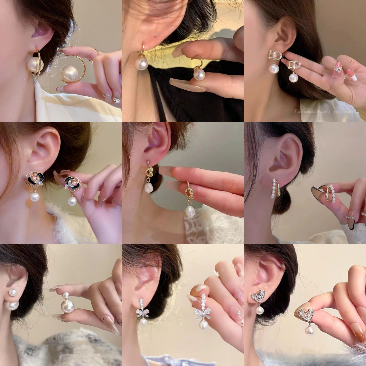 French Baroque irregular-shaped pearl pendant earrings, women's niche fashion, versatile design sense, knotted earrings and earrings full figure