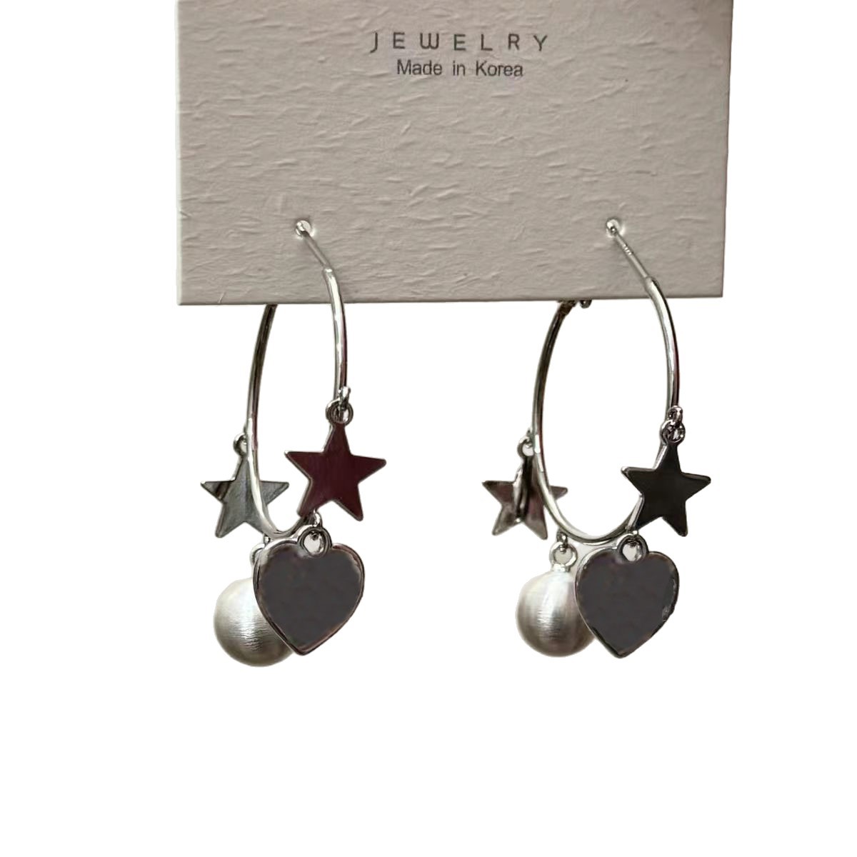 Simple and cool silver metal star-shaped heart earrings for women, a new type of niche design earrings and earrings in 2025 Item Picture