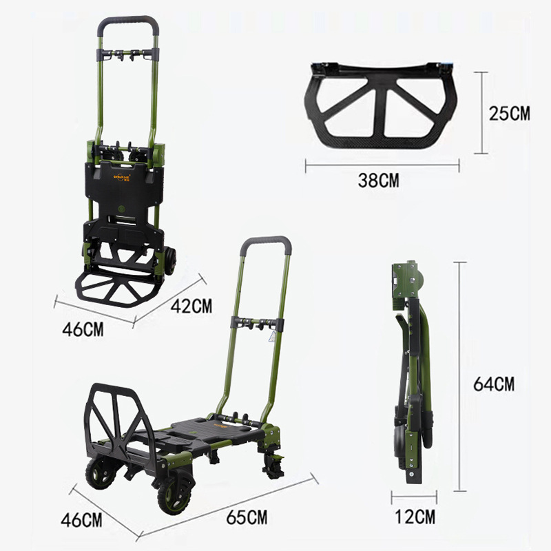 Shunhe folding trolley, transporter, dual-purpose hand-pulled trolley, portable luggage trolley, silent wheels FW-90TP Application Scenario