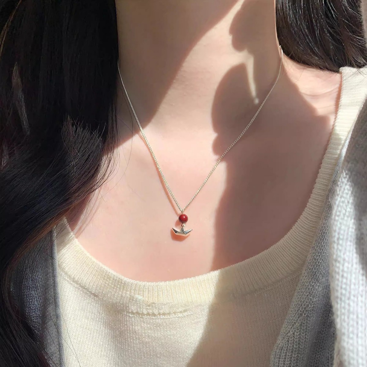 New Chinese-style versatile necklace, women's Smooth Sailing pendant necklace, niche and light luxury neckchain, collarbone chain Specification drawing