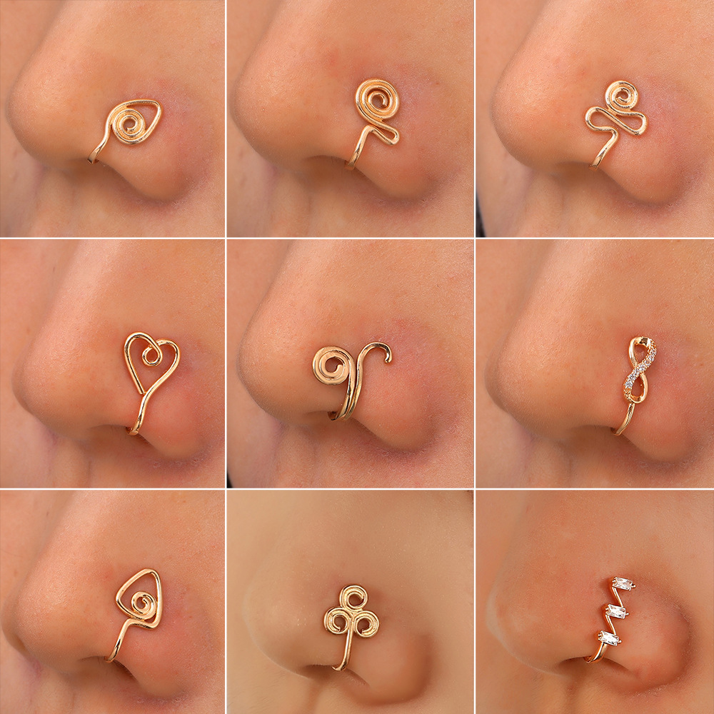 A popular cross-border bestseller in Europe and America, zircon U-shaped nose clip, an African personalized non-perforated fake nose ring, a piercing accessory details Picture