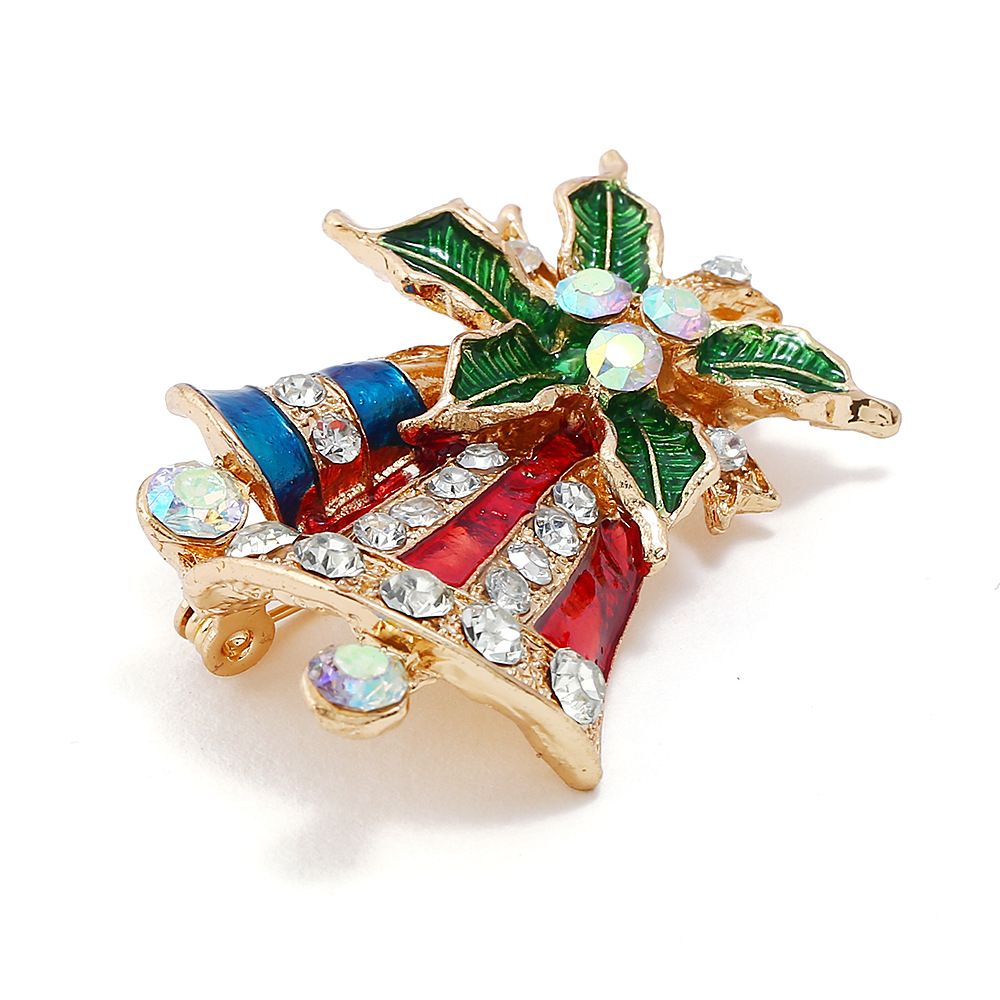 Wholesale of cross-border European and American trend bell brooches, versatile oil-drip and diamond-encrusted Christmas gifts, clothes and accessories from the manufacturer Specification drawing
