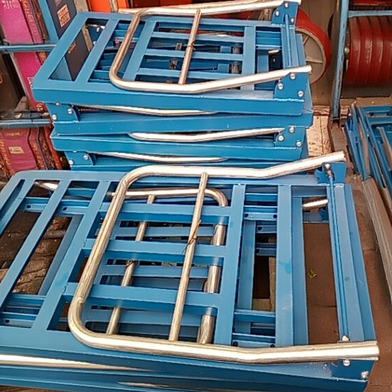 Flatbed cart, Angle iron handcart, handling cart, folding portable, silent small cart, loading cart, heavy-duty load king trailer Specification drawing