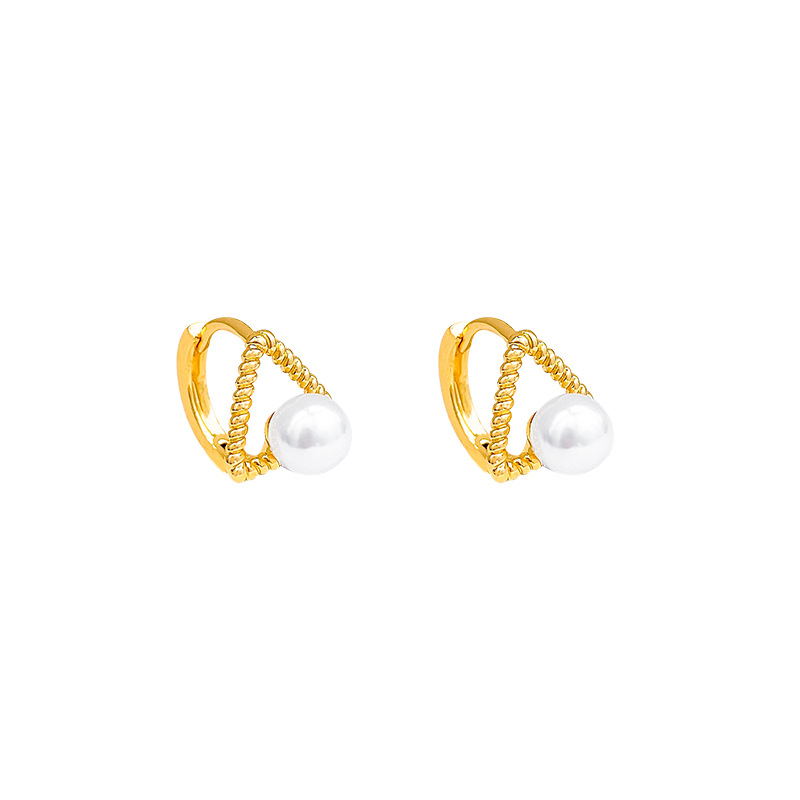 Geometric small heart-shaped pearl earrings, versatile for women, light luxury, niche design sense, retro stud earrings, commuter earrings wholesale Item Picture