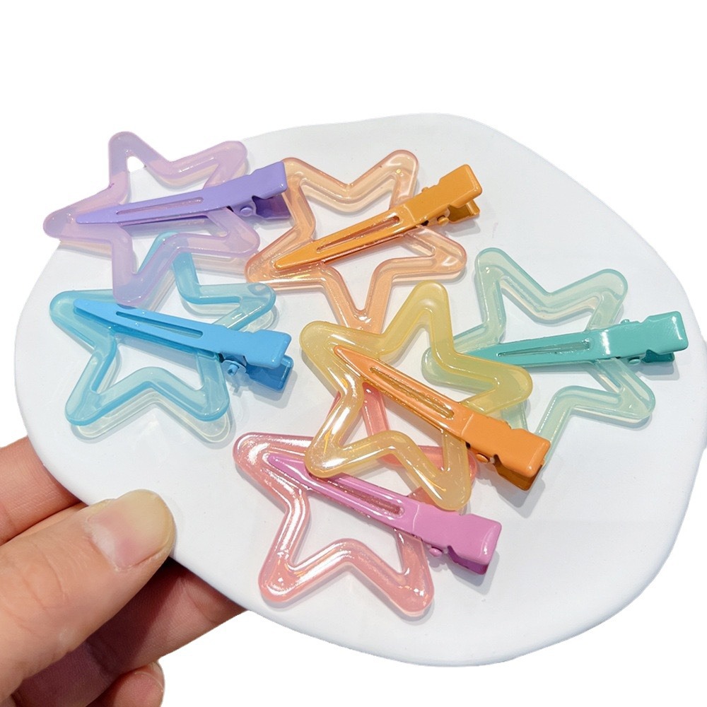 Sweet girl star hair clips, jelly, colorful and versatile hair accessories, headwear, side bangs clips, children's hair clips wholesale Item Picture