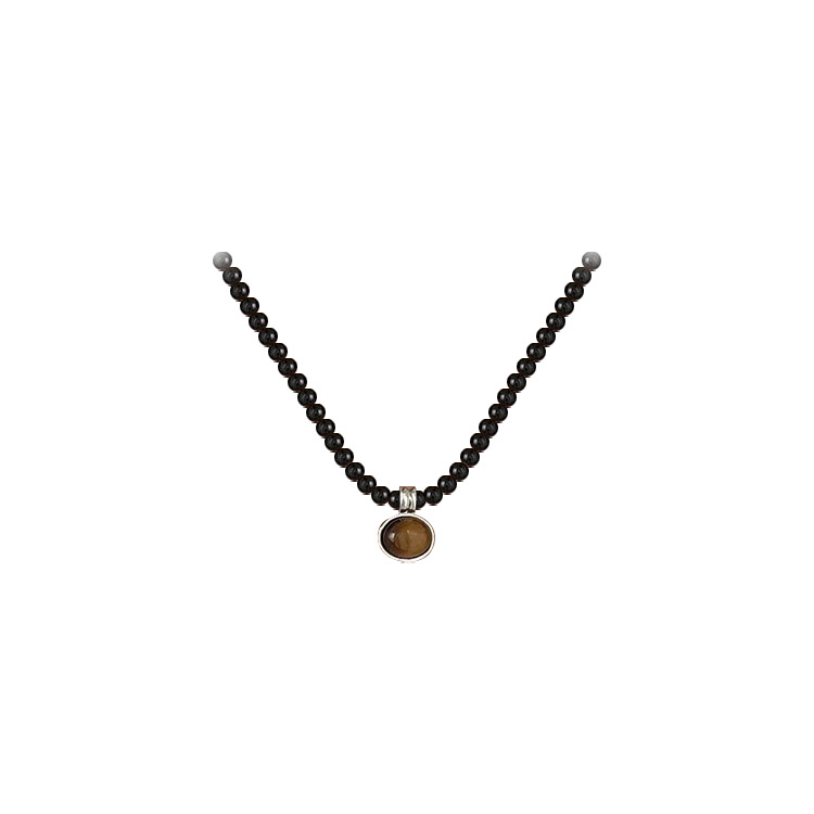 Tiger's eye pendant, Maillard necklace, black round sweater chain, simple collarbone chain for women, elegant and refined Item Picture