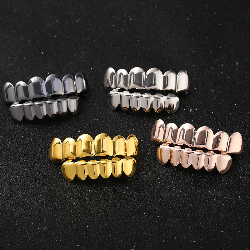 European and American ins hip-hop niche gold-plated dentures, smooth surface, funny and alternative decoration, party big gold teeth trend wholesale Application Scenario