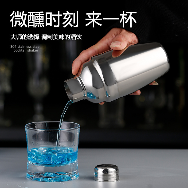 Wholesale stainless steel shaker cups with scale, hand-shaken lemon tea shaker kettles, hand-shaken wine sets, 304 cocktail shaker sets Specification drawing