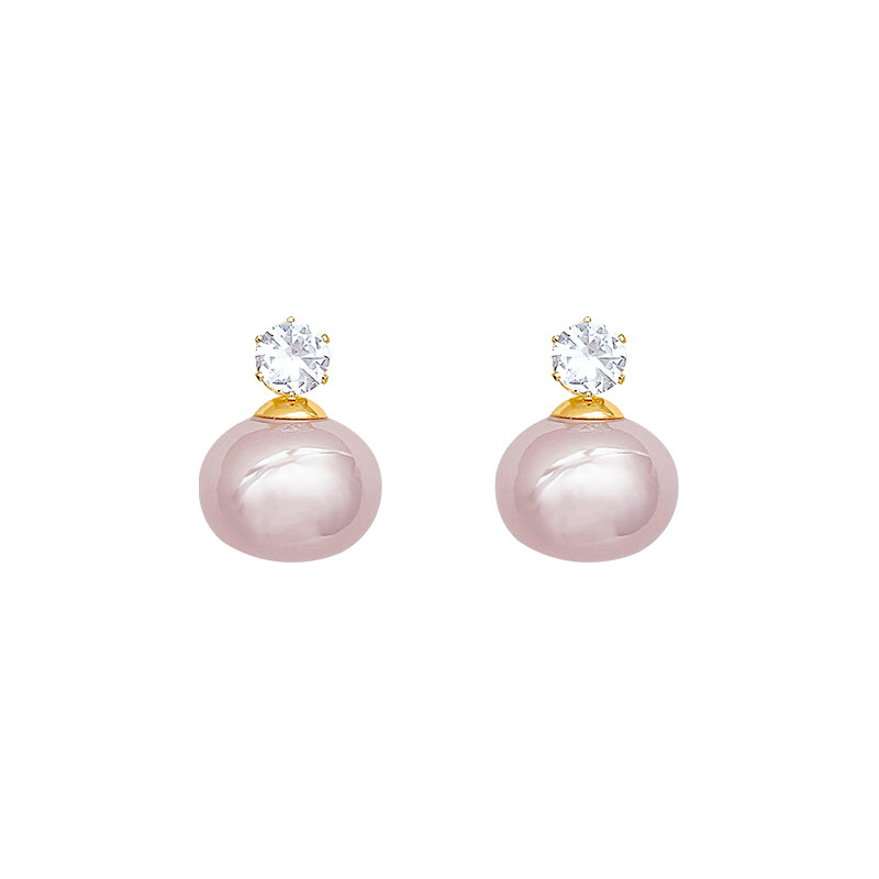 Korean-style elegant diamond-encrusted pearl stud earrings for women's autumn and winter, fashionable, light luxury and unique earrings, versatile and design-savvy earrings Item Picture