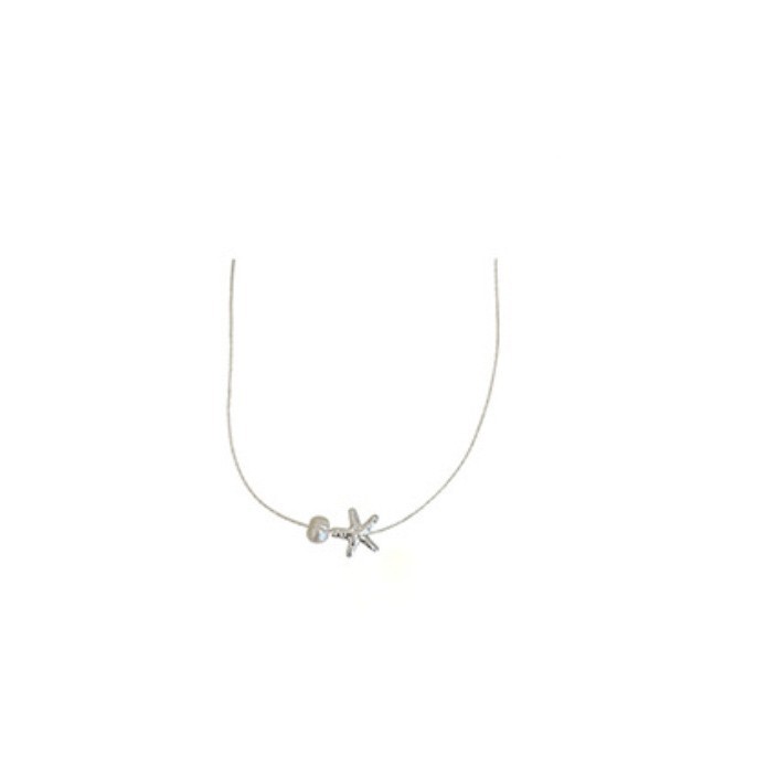 Summer beach silver starfish necklace for women, light luxury, niche and simple style, pearl collarbone, internet-famous necklace wholesale Item Picture