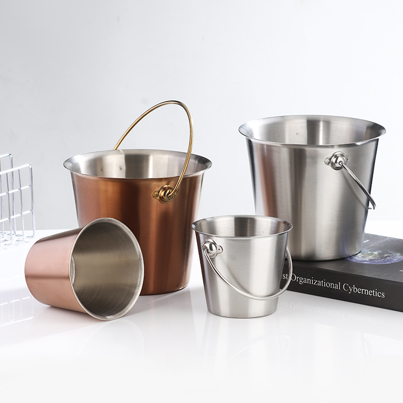 Stainless steel French fries, fried chicken, snack bucket, portable ice bucket, self-service seafood bucket, ice cream, dessert bucket, grilled meat, lettuce bucket full figure