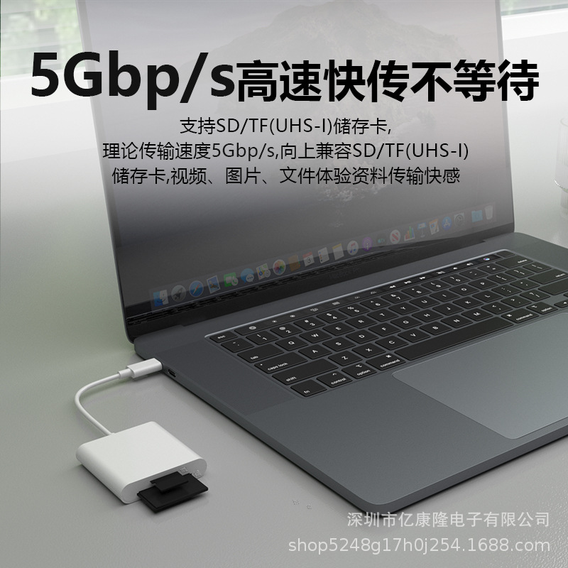 Cross-border 2-in-1 high-speed Type-c, suitable for Apple mobile phones, computers, OTG card readers, TF/SD card cameras, and vehicles details Picture