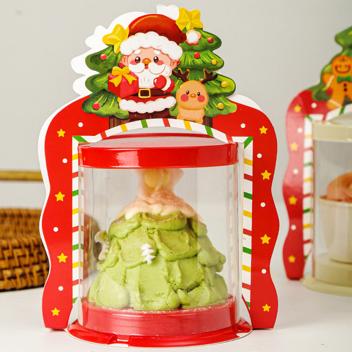 Christmas cartoon cupcake decorated mini birthday cake box 2-inch round Children's Day cake packaging box details Picture