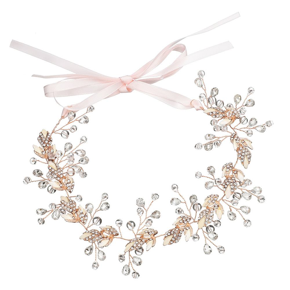 New wedding dress headbands, diamond-encrusted alloy leaf handcrafted hair bands, new European and American hair accessories, crystal bridal accessories Item Picture