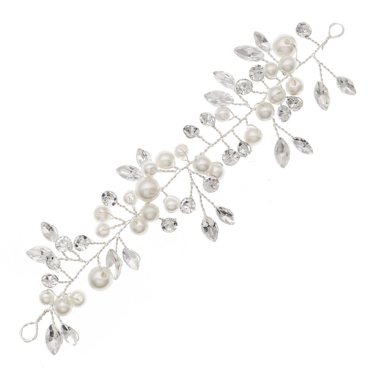 New Chinese-style Xiuhe ancient-style headband, ins style, versatile and beautiful handcrafted hair accessory, pearl crystal hair band, water diamond jewelry Item Picture