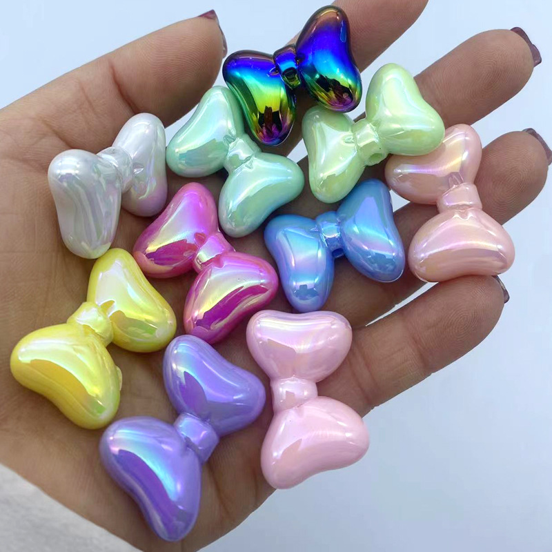 Uv-coated color bow, straight hole loose beads, diy beaded mobile phone chains, keychains, pen strings, materials, jewelry and accessories wholesale details Picture