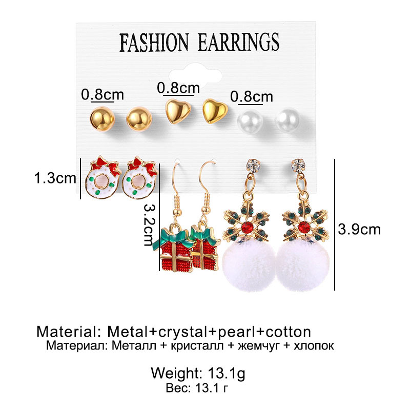 Christmas earrings, Christmas snowflakes, elk bells, cross-border Christmas tree resin resin alloy ear hooks, pendant tassel earrings details Picture