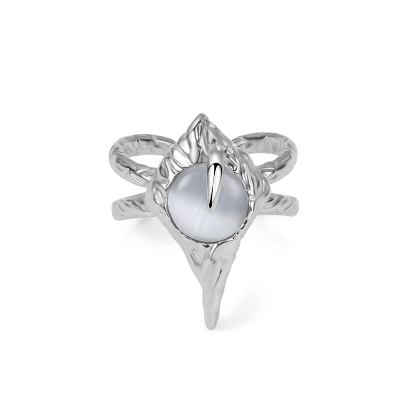 The trend of niche design, unique and distinctive cat's eye stone open ring, feminine androgny style, high-end and dark heavy heavy food ring Item Picture