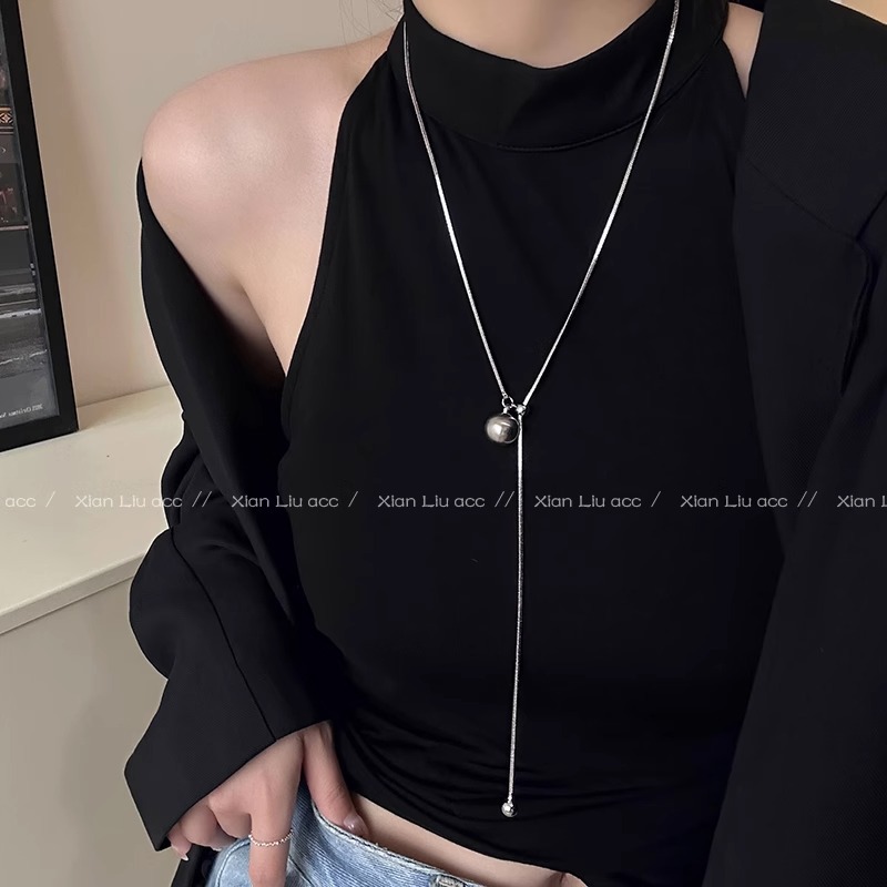 Adjustable high-brightness pearl necklace with a sense of design, light luxury and niche collarbone chain, simple and elegant sweater chain for women Specification drawing