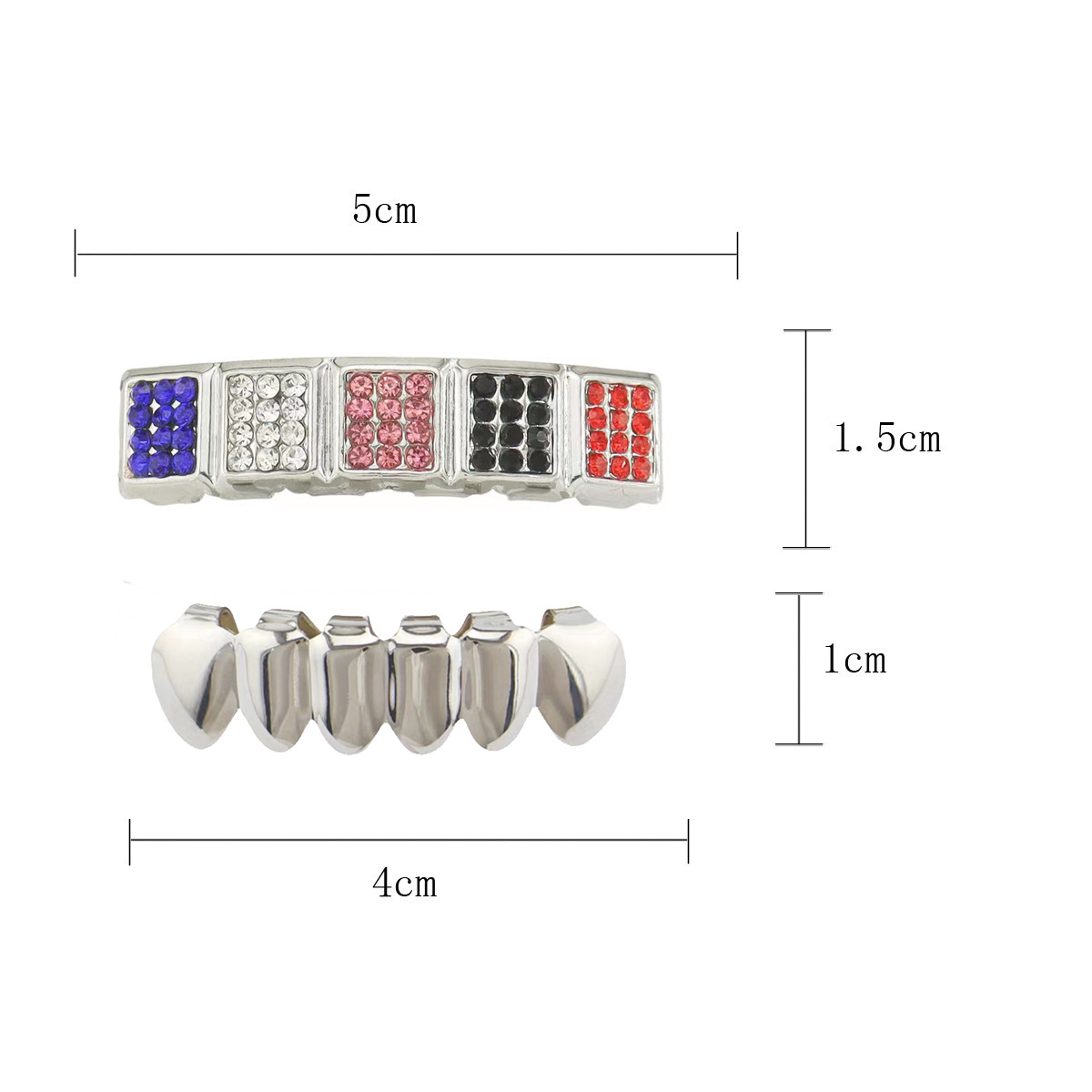 New jewelry from Europe and America is selling well. Hiphop decorative braces with silver plating and teeth grills Item Picture