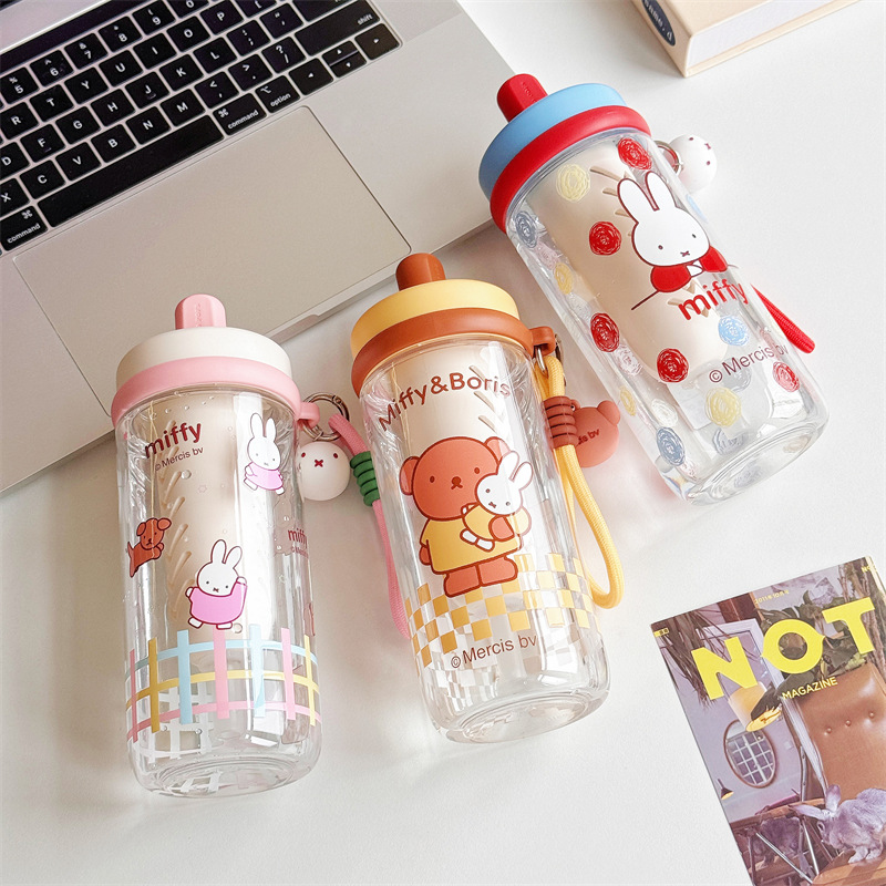 Mifei Colorful Summer Straw Cup with tea and water Separation, cute cartoon cup, high appearance level for girls, summer children's water cup details Picture