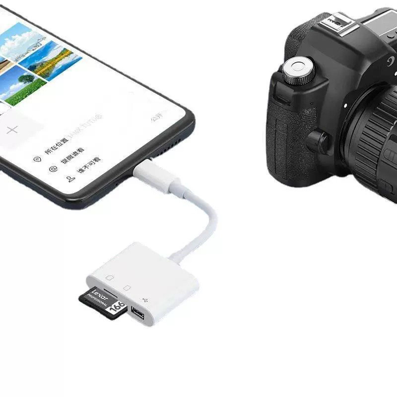 Wholesale three-in-one OTG card reader Type-C adapter, multi-functional external mobile phone adapter, memory card Application Scenario