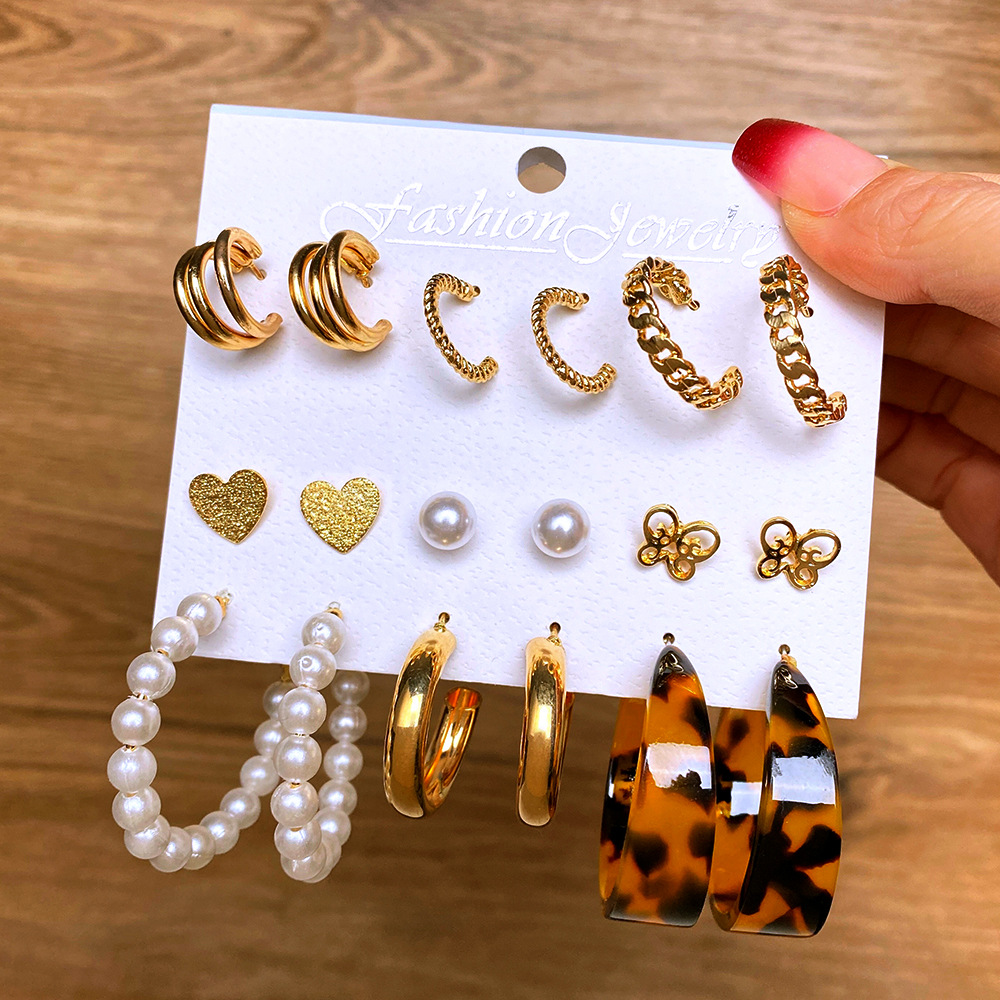 Wholesale of 9-piece cross-border retro heart-shaped butterfly earrings from Europe and America, creative snake-shaped sword mushroom ear buckles Application Scenario