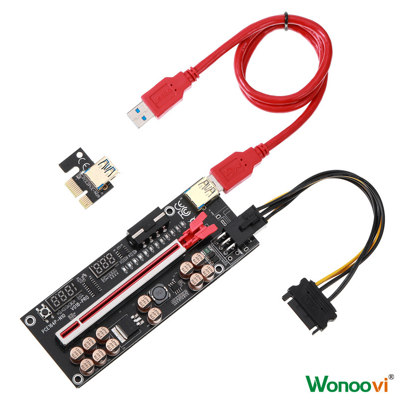 PCIE graphics card extension cable V018PRO voltage display USB3.0 temperature control PCI-E adapter cable 1X to 16X full figure