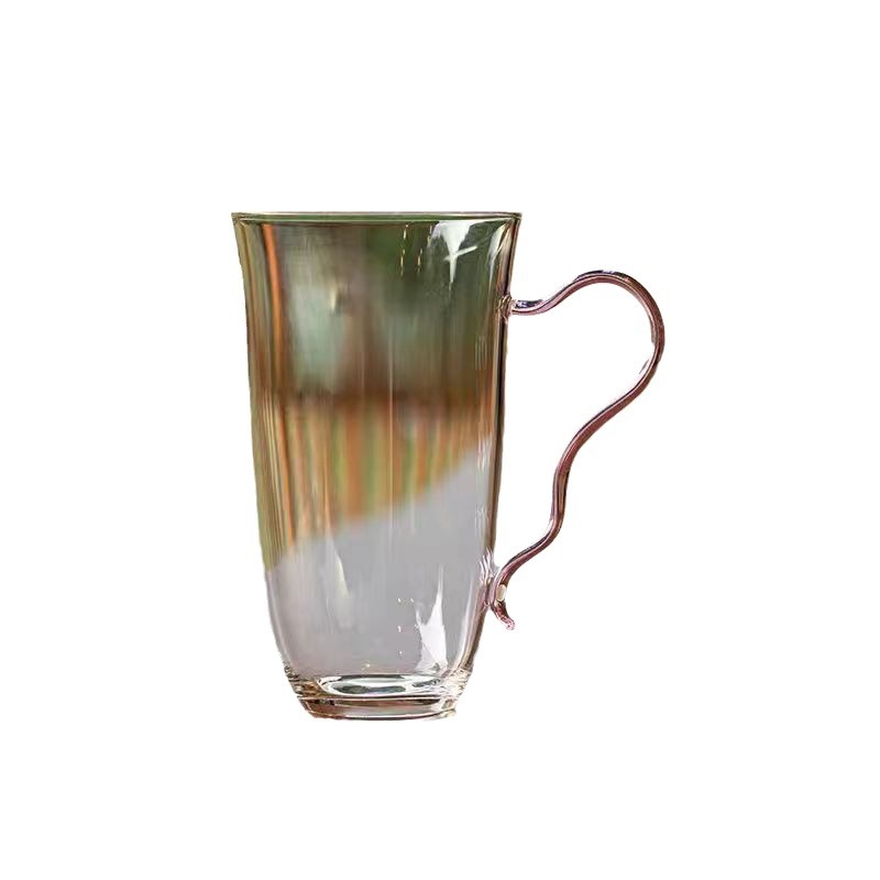 Colorful handle green tea cup, high borosilicate glass cup, household Gongfu tea set, juice cup, high appearance level, colorful handle green tea cup Item Picture