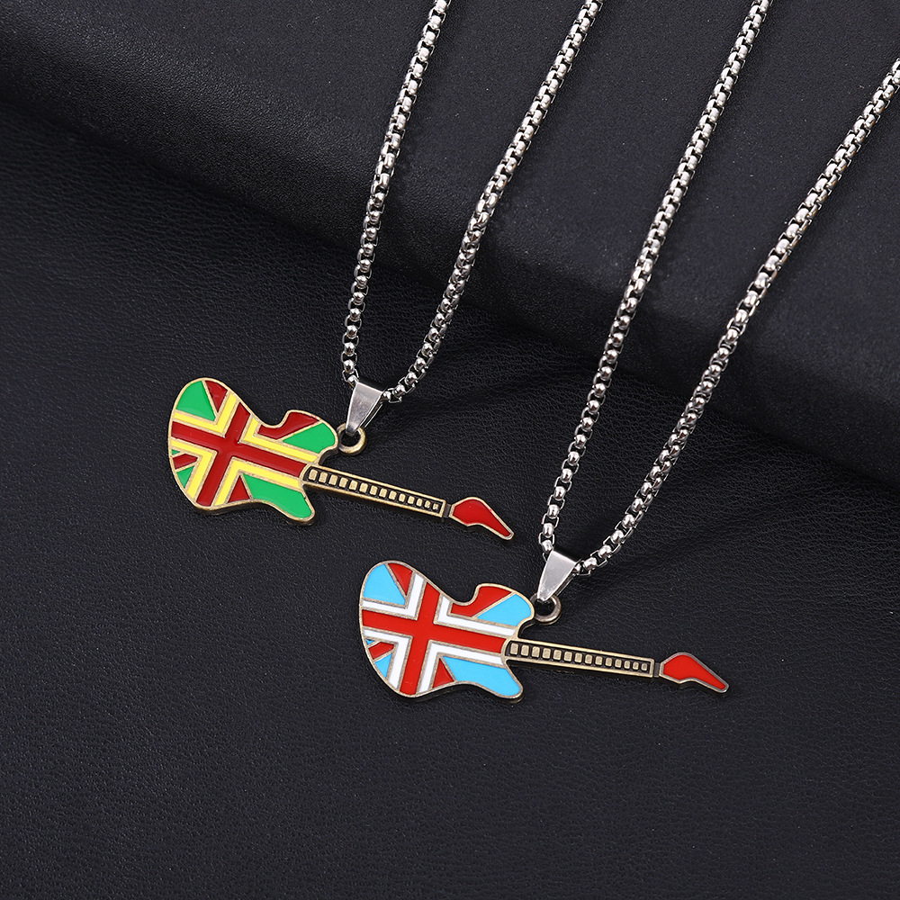 New personalized rock band guitar pendant accessory, a trendy and fashionable cross-color necklace and instrument pendant full figure