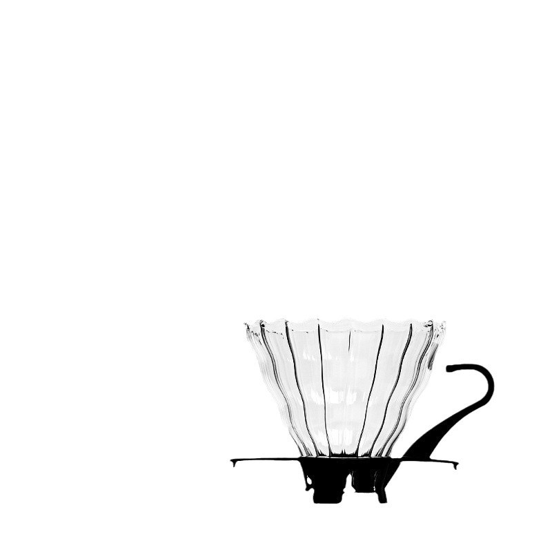 Hand-brewed coffee household filter cup, high-temperature resistant, handcrafted high borosilicate glass, freshly ground coffee droplet filter Item Picture