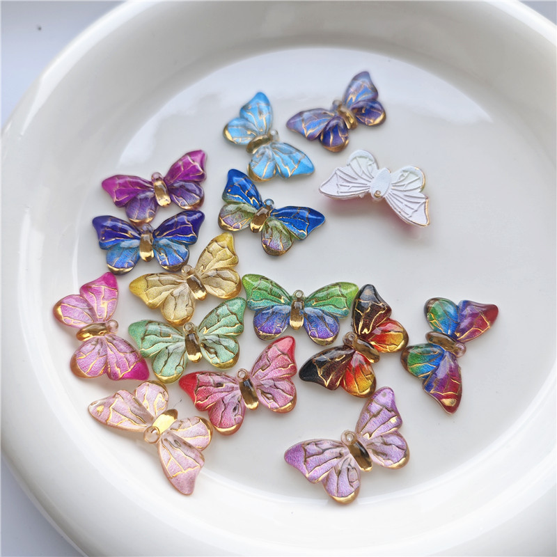 Cross-border gilded acrylic butterfly jewelry accessories, necklaces, pendants, earrings accessories, diy colorful butterfly pendants Specification drawing