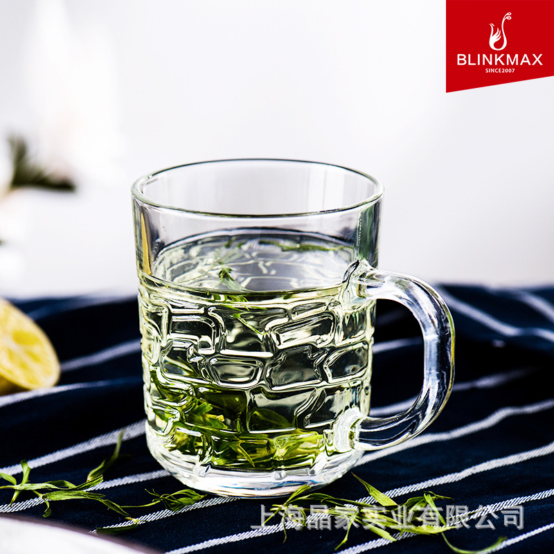 【 Factory Direct Sales 】 Glass tea cups, cold drink cups, wheat juice beer mugs, engraved transparent foreign wine glasses with handles Application Scenario