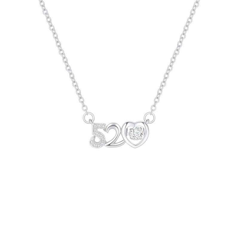 Romantic 520 necklace, woman's beating heart, niche collarbone chain, Valentine's Day gift accessory, elegant titanium steel collarbone chain Item Picture