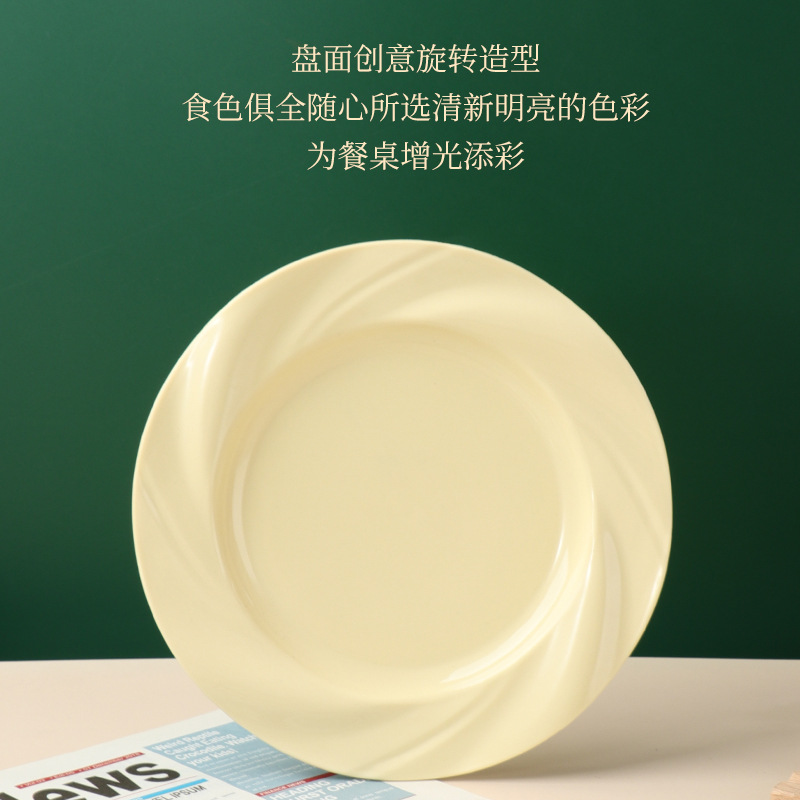 Cross-border home creative PP plates, pasta plates, durable vegetable plates, round flat plates, large-capacity breakfast plates details Picture