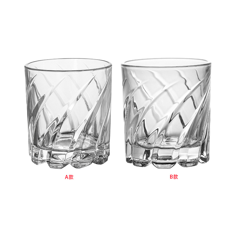 Wholesale of unbreakable whisky cups, embossed glass cups, rotating cups, spirits cups, and creative rotating foreign wine cups Item Picture