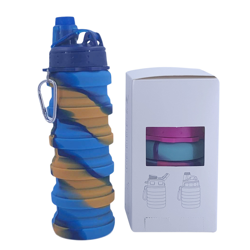 Food-grade silicone camouflage sports water cup, creative travel folding water bottle, outdoor portable telescopic water bottle, cola bottle Item Picture