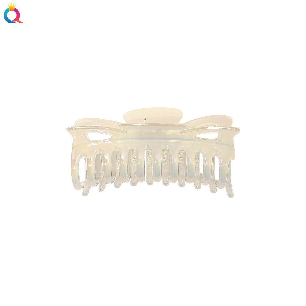 Qiyue Korean-style jelly hair clips, electroplated AB color grab clips, elegant back head hair grips, cross shark clip hair accessories wholesale Application Scenario