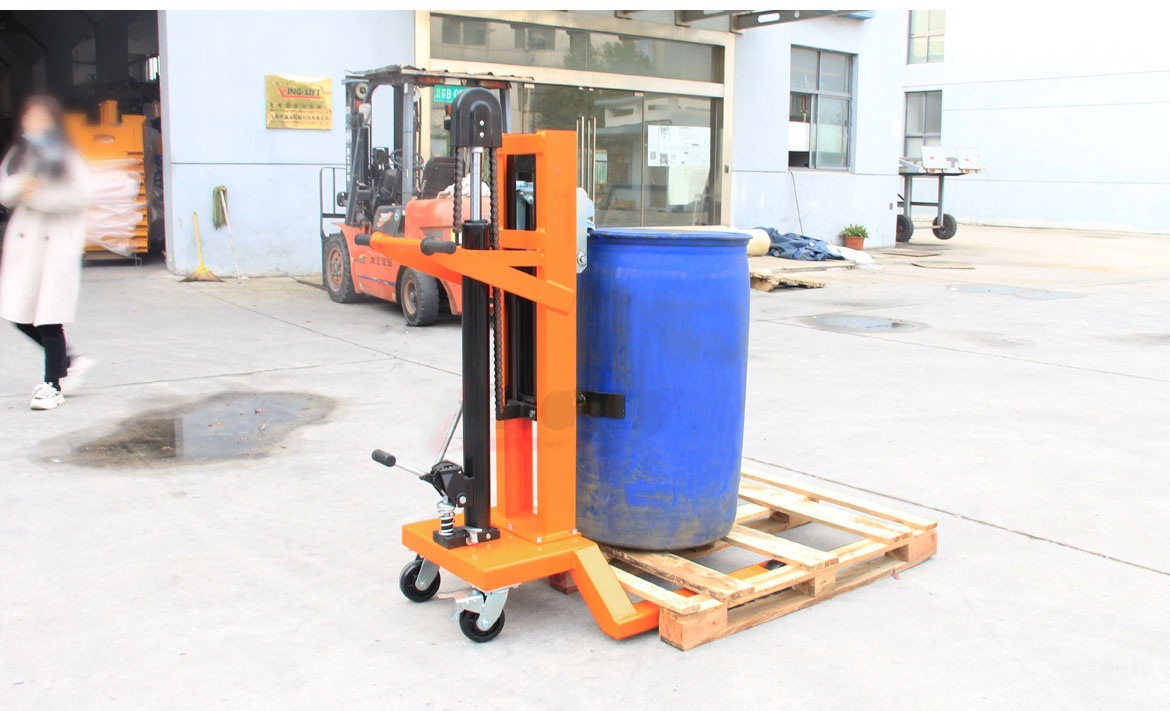 Heavy-duty oil drum handling vehicle DTF450 manual 200L hydraulic eagle-beak four-wheel with scale paint drum trolley stacker undefined