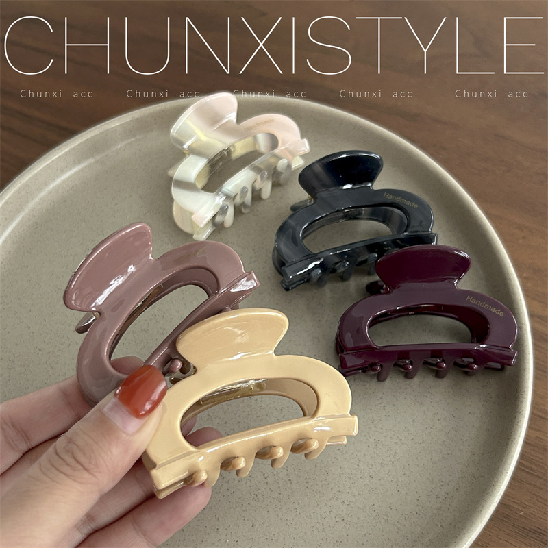 High-end acetate hairpin for women 2023 new style, small hairpin at the back of the head, shark clip, semi-tied hair accessory Specification drawing